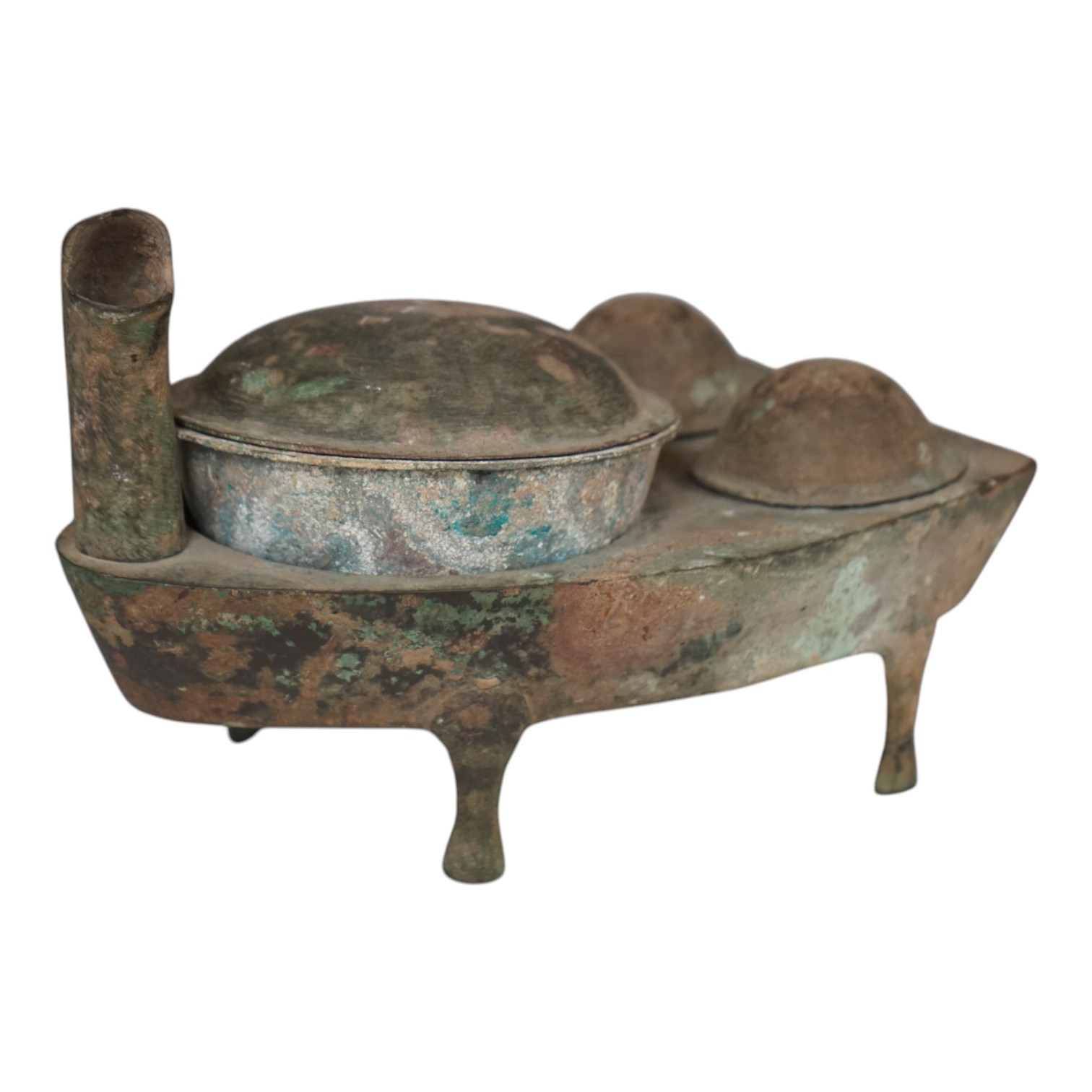 A Chinese bronze zoomorphic stove, Han Dynasty. Condition - fair